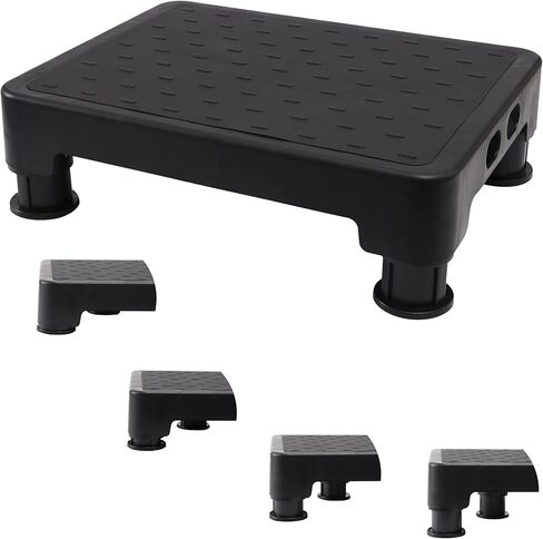 براز خطوة قابل للتعديل للسرير وحوض الاستحمام والسيارات والمطبخ ، ارتفاع مستوى 4 مستويات 3.4 "-5" ، منصة غير انزلاقية مع 6 أقدام مضادة للانزلاق-خطوة البراز لكبار السن كبار السن الأطفال ، رمادي ، رمادي in Kuwait