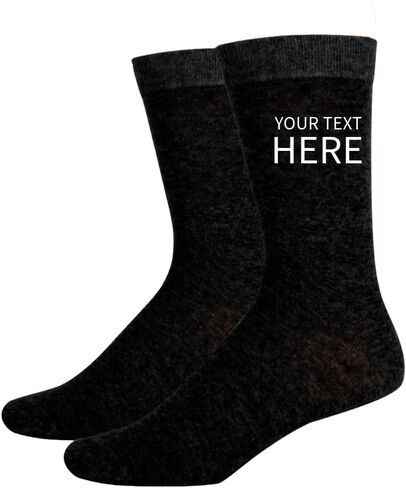 Customized Socks - Personalized Mens Crew Socks Size 10-13 & Custom Women’s Socks Size 9-11 - Unique Customizable Funny, Football, Basketball, Personalized Socks for Dad (Grey -Mens) in Kuwait