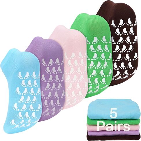 kilofly 5 pairs Non-Skid Soft Cotton Summer Slippers Gripper Socks Value Pack in Kuwait