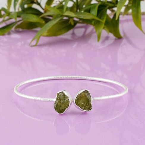 Natural Raw Peridot Cuff Bracelet, Healing Crystal Cuff Bracelet, Bangle Bracelet, Rough Gemstone Bracelet, Jewelry For Woman (Gold Plated) in Saudi Arabia