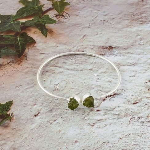 Natural Raw Peridot Cuff Bracelet, Healing Crystal Cuff Bracelet, Bangle Bracelet, Rough Gemstone Bracelet, Jewelry For Woman (Gold Plated) in Saudi Arabia