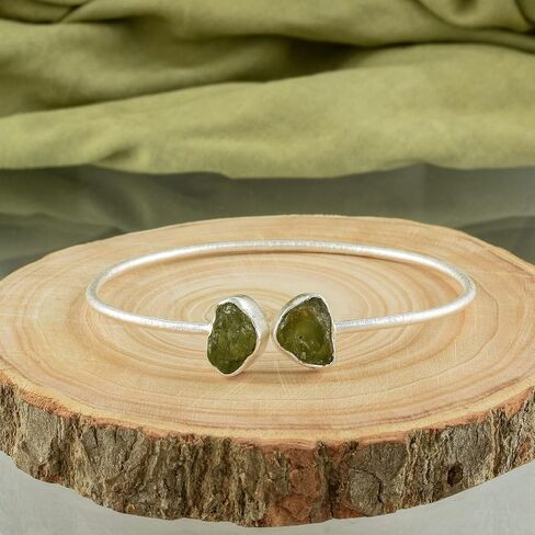 Natural Raw Peridot Cuff Bracelet, Healing Crystal Cuff Bracelet, Bangle Bracelet, Rough Gemstone Bracelet, Jewelry For Woman (Gold Plated) in Saudi Arabia