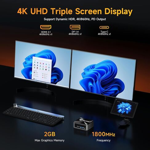 Bmax B7 Power Mini PC Intel Core i7-11390H (up to 5GHz) 16GB DDR4 1TBGB NVMe SSD WiFi5 Support 4K/60Hz Triple-Display BT4.2 Type-C/HDMI Mini Desktop Computer in Saudi Arabia