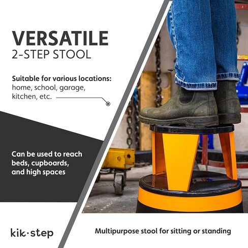 Cramer Kik Step Steel Stool - Stool stool اثنين ، يحمل 350 رطلاً (Silvertone) in Kuwait