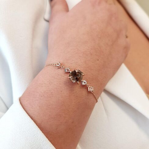 Raw Crystal Chain Bracelet Birthstone Gift for Her on Valentine Birthday Christmas Anniversary Mothers day Uniquelan Jewelry (carnelian, yellow-gold) in Kuwait