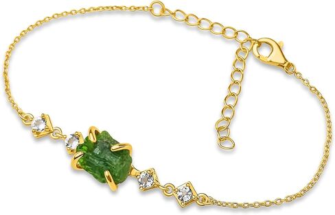 Raw Crystal Chain Bracelet Birthstone Gift for Her on Valentine Birthday Christmas Anniversary Mothers day Uniquelan Jewelry (carnelian, yellow-gold) in Kuwait