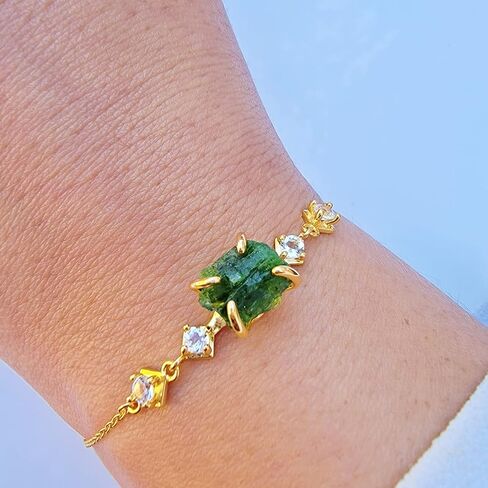 Raw Crystal Chain Bracelet Birthstone Gift for Her on Valentine Birthday Christmas Anniversary Mothers day Uniquelan Jewelry (carnelian, yellow-gold) in Kuwait