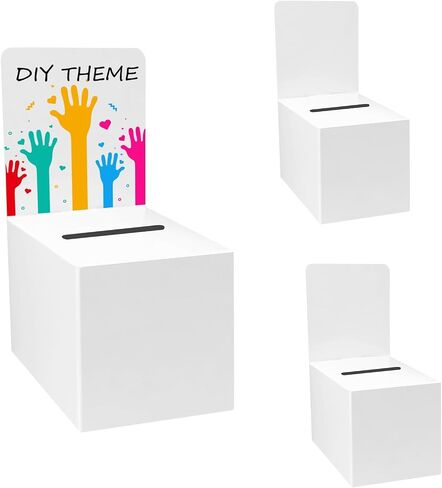 25 Pcs Raffle Ticket Boxes with Removable Header, Raffle Suggestion Ballot Voting Donation Box with Slot for Fundraising Collecting Card in Kuwait