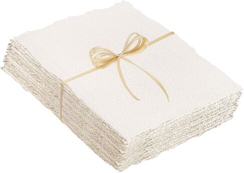 50 Sheets Watercolor Paper 4 x 6inch, 300 GSM Deckled Edge Paper Rough/Textured Handmade Paper Cotton Paper for Watercolors, Wedding Invitations, Cards, Crafts in Saudi Arabia