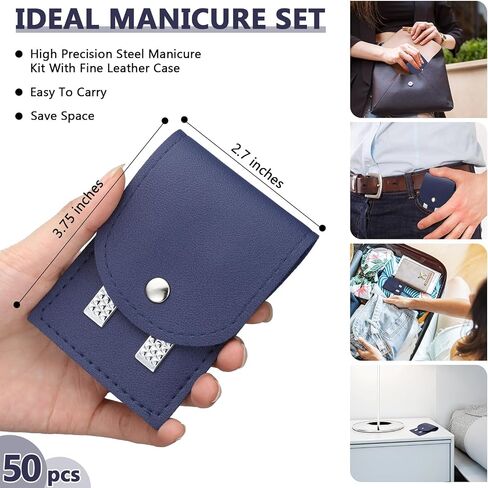 Geosar 50 Set Travel Manicure Kit Nail Clippers Pedicure Professional Nail Care Tools Stainless Steel Grooming Set with Portable Travel Case Gifts for Mother Father(Brown) in Kuwait