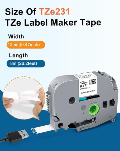 TZe/TZ Tape 12mm 0.47 Laminated Clear Replacement for Brother Ptouch TZe-131 Laminated Black on Clear Label Tape for Brother Label Maker PT-D210, PT-D220, PT-H110, PT-D400, 5-Pack in Saudi Arabia