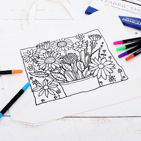 ThreadArt Color Your Own Bag - Flower Design - Bags to Decorate - Make Your Own - Fun Coloring Project in Kuwait