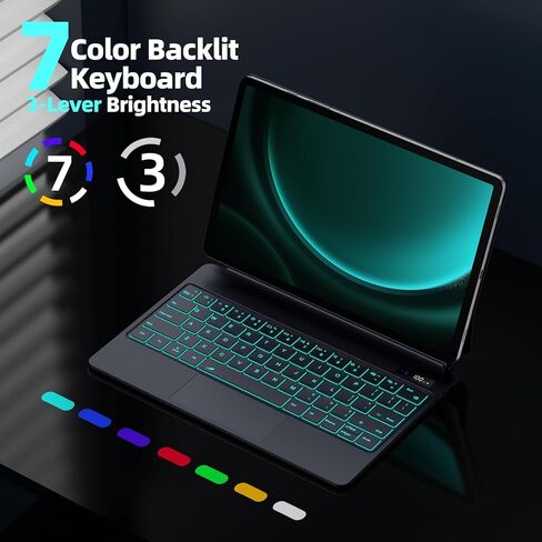 حافظة لوحة مفاتيح GOKOCO لجهاز Samsung Galaxy Tab A8، موديل 10.5 بوصة 2022 (SM-X200/X205/X207)، لوحة مفاتيح بلوتوث لاسلكية قابلة لإعادة الشحن مع حامل قلم S - أخضر صنوبر in Kuwait