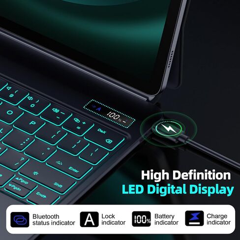 حافظة لوحة مفاتيح GOKOCO لجهاز Samsung Galaxy Tab A8، موديل 10.5 بوصة 2022 (SM-X200/X205/X207)، لوحة مفاتيح بلوتوث لاسلكية قابلة لإعادة الشحن مع حامل قلم S - أخضر صنوبر in Kuwait