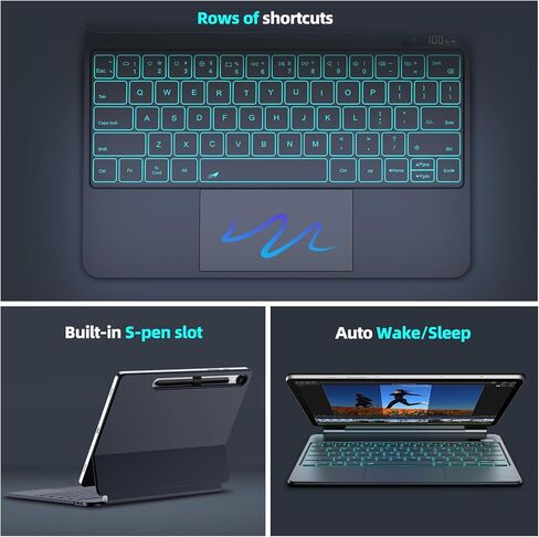حافظة لوحة مفاتيح GOKOCO لجهاز Samsung Galaxy Tab A8، موديل 10.5 بوصة 2022 (SM-X200/X205/X207)، لوحة مفاتيح بلوتوث لاسلكية قابلة لإعادة الشحن مع حامل قلم S - أخضر صنوبر in Kuwait