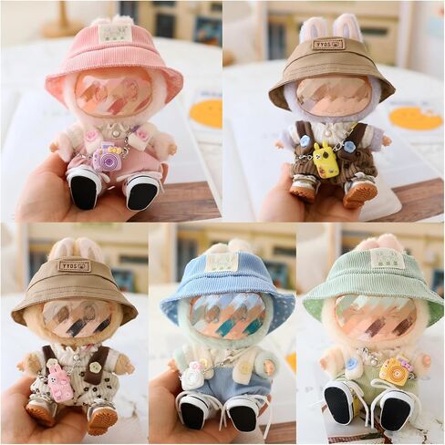 Clothes Set for Labubu Doll,Clothes for Labubu, Crochet 4 Piece Set Hat Clothes Cell Phone Backpack for LABUBU, Stylish Adorable Dolls Clothes Accessories (No Doll) (Pink) in Saudi Arabia