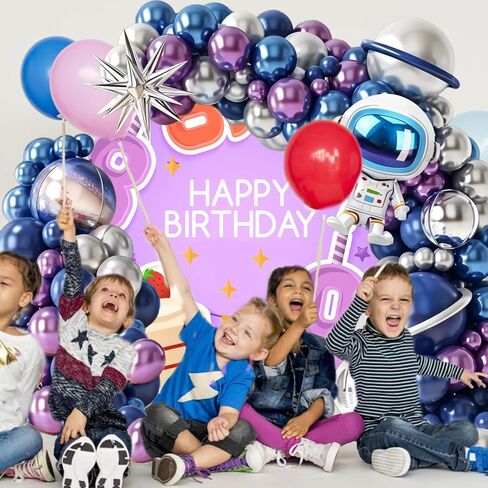 Space Balloon Arch Kit - Galaxy Party Decorations with Astronaut & Rocket Foil Balloons, DIY Space Themed Birthday Decor for Boys Girls, Baby Shower, NASA Party - Includes Arch Strip in Saudi Arabia