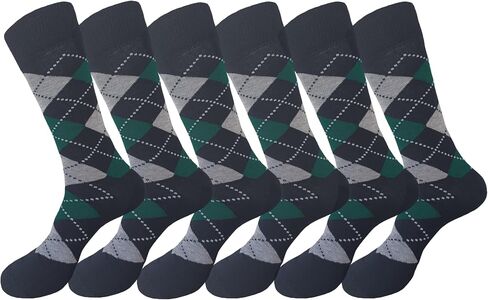 جوارب رسمية كلاسيكية لرفقاء العريس - جوارب رجالية من Argyle - جوارب زفاف - جوارب رسمية مقاس 10-13 (6 أزواج) in Kuwait