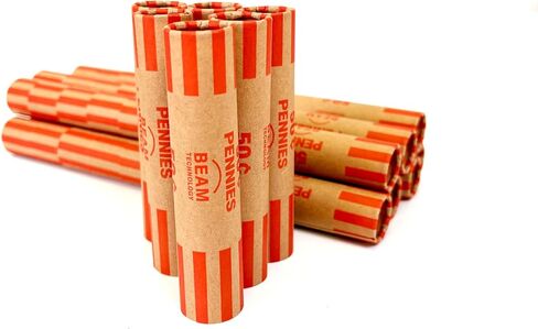 Beam Coin Wrappers Preformed, 112 Quarters, Heavyweight, Durable, Crimped Bottom, Color Coded, ABA Standard, Coin Roll Wrapper (Quarters, 112) in Kuwait