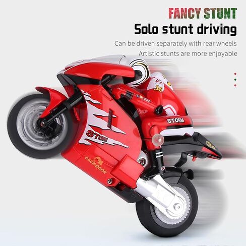 Mini RC Motorcycle for Adult, 2.4G Full Proportional Remote Control Simulation Electric Drift Motorcycle, High Speed RC Stunt Drift Bike Racing Vehicle Model Gift 8012 Red in Kuwait