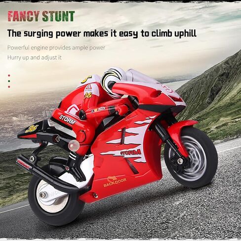 Mini RC Motorcycle for Adult, 2.4G Full Proportional Remote Control Simulation Electric Drift Motorcycle, High Speed RC Stunt Drift Bike Racing Vehicle Model Gift 8012 Red in Kuwait