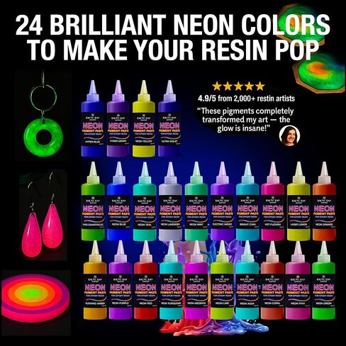 Neon Pigment Paste for Epoxy Resin – 12 Ultra-Bright Colors (15g) | Mica Powder Paste Dye – High-Gloss, Easy Mix for UV Resin, Epoxy Art & Deep Pour Projects in Kuwait