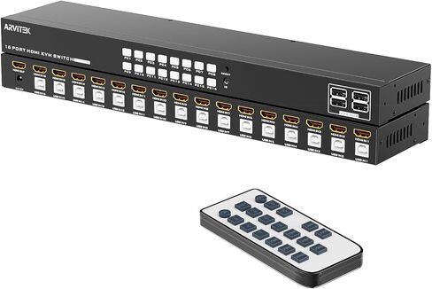 Arvitek VGA KVM Switch 8 Port, USB KVM Switches 8 in 1 Out Selector for 8 PCs Share 1 Monitor and 4 USB Devices Keyboard Mouse Printer Scanner Speaker in Kuwait