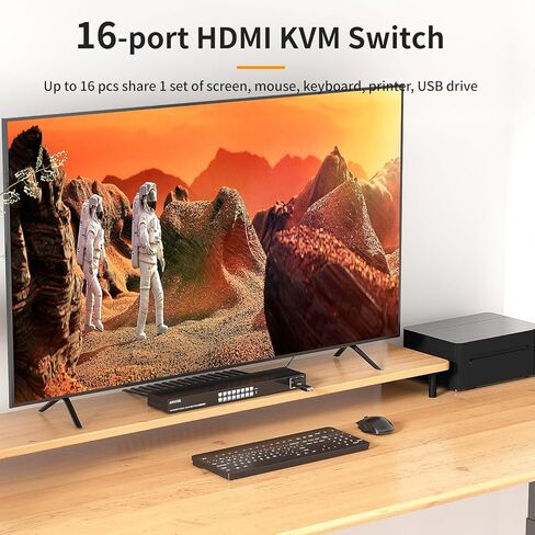 Arvitek VGA KVM Switch 8 Port, USB KVM Switches 8 in 1 Out Selector for 8 PCs Share 1 Monitor and 4 USB Devices Keyboard Mouse Printer Scanner Speaker in Kuwait