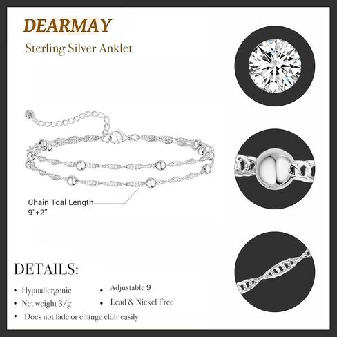 DEARMAY أساور الكاحل الذهبية المقاومة للماء للنساء - 6 قطع خلخال مطلية بالذهب عيار 14 قيراط بطبقات كوبية من سلسلة متعرجة لطيفة مجموعة خلخال صيفية على الشاطئ هدية للنساء والفتيات المراهقات in Kuwait