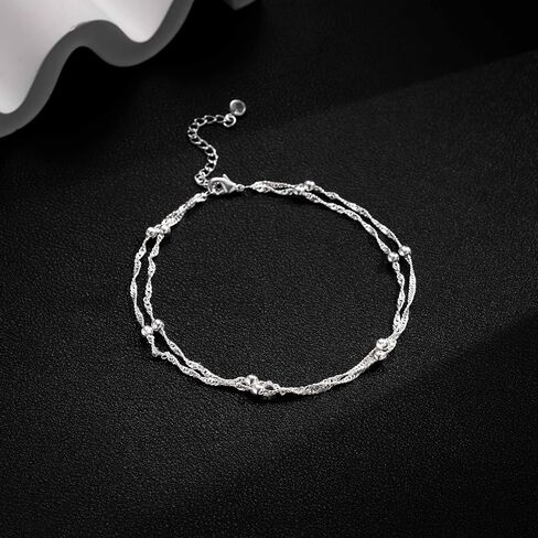 DEARMAY أساور الكاحل الذهبية المقاومة للماء للنساء - 6 قطع خلخال مطلية بالذهب عيار 14 قيراط بطبقات كوبية من سلسلة متعرجة لطيفة مجموعة خلخال صيفية على الشاطئ هدية للنساء والفتيات المراهقات in Kuwait