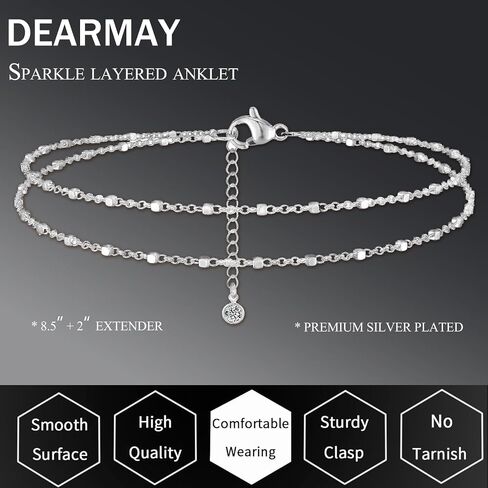 DEARMAY أساور الكاحل الذهبية المقاومة للماء للنساء - 6 قطع خلخال مطلية بالذهب عيار 14 قيراط بطبقات كوبية من سلسلة متعرجة لطيفة مجموعة خلخال صيفية على الشاطئ هدية للنساء والفتيات المراهقات in Kuwait