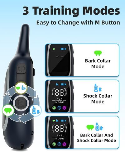 2-in-1 Dog Shock Collar and Bark Collar for Dogs – 3300FT Dog Training Collar with Remote, IP67 Waterproof e Collar with Anti-Bark/Beep/Vibration/Shock Modes for Small Medium Large Dog(5-120Lbs) in Saudi Arabia