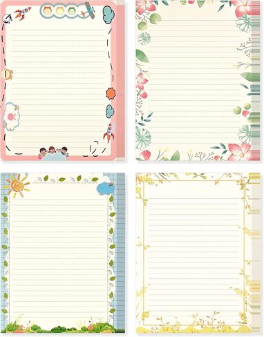 BAYTORY 40Pcs Stationery Letter Writing Paper, A4 Floral Lined Writing Paper Sheets 8.27 x 11.69 In, Decorative Stationery Paper for Letters, Invitations (Floral Lined) in Saudi Arabia