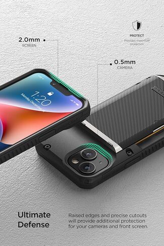 حافظة هاتف VRS DESIGN Damda Glide Pro لهاتف iPhone 14، محفظة شبه تلقائية متينة [4 بطاقات] حافظة متوافقة مع iPhone 14 (2022) (أسود أخدود) in Kuwait