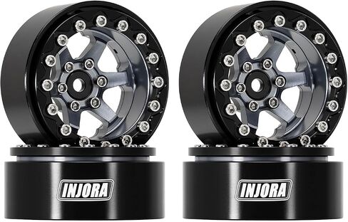 INJORA 1.3" Aluminium Beadlock Wheels -5.25mm Offset for SCX24 TRX4M 1/24 1/18 RC Crawler(Grey) in Saudi Arabia