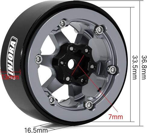 INJORA 1.3" Aluminium Beadlock Wheels -5.25mm Offset for SCX24 TRX4M 1/24 1/18 RC Crawler(Grey) in Saudi Arabia