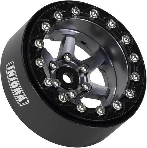 INJORA 1.3" Aluminium Beadlock Wheels -5.25mm Offset for SCX24 TRX4M 1/24 1/18 RC Crawler(Grey) in Saudi Arabia