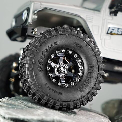 INJORA 1.3" Aluminium Beadlock Wheels -5.25mm Offset for SCX24 TRX4M 1/24 1/18 RC Crawler(Grey) in Saudi Arabia