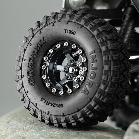 INJORA 1.3" Aluminium Beadlock Wheels -5.25mm Offset for SCX24 TRX4M 1/24 1/18 RC Crawler(Grey) in Saudi Arabia