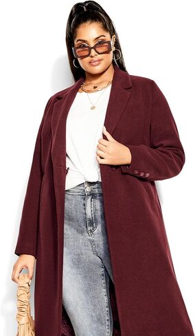 CITY CHIC PLUS SIZE COAT EFFORTLESS CHIC, IN OXBLOOD, SIZE, XL in Saudi Arabia