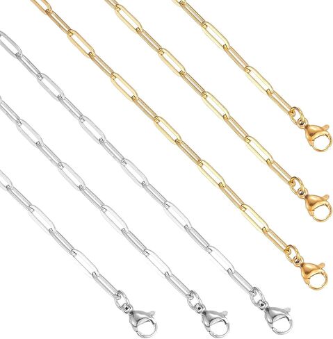 6 حزمة الورق سلسلة سلسلة القلادة غائبة قابلة للتعديل الذهب مطلي بالفولاذ المقاوم المقاوم للصدأ سلاسل لصنع المجوهرات in Kuwait