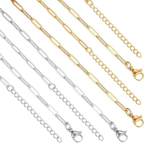 6 حزمة الورق سلسلة سلسلة القلادة غائبة قابلة للتعديل الذهب مطلي بالفولاذ المقاوم المقاوم للصدأ سلاسل لصنع المجوهرات in Kuwait