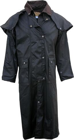 Foxfire Men's Long Oilskin Western Australian Waterproof Duster Coat, Raincoat Oil Cloth Cotton, Black, XX-Large in Saudi Arabia