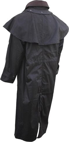 Foxfire Men's Long Oilskin Western Australian Waterproof Duster Coat, Raincoat Oil Cloth Cotton, Black, XX-Large in Saudi Arabia