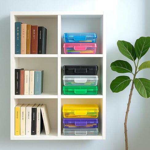 Pink Clear Large Plastic Hard Pencil Box Case for Girls Boys, Crayon Box for School Supplies and Office Supplies in Kuwait