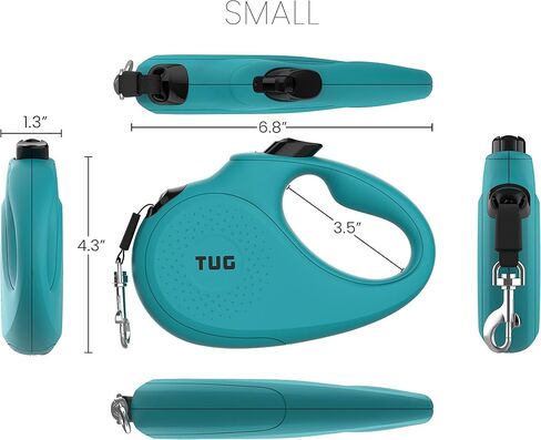 TUG Monochrome 360° Tangle-Free Retractable Dog Leash | 16 ft Strong Nylon Tape (Small, Aqua) in Saudi Arabia