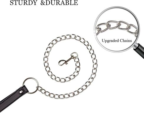 Gothic Leather Collar, PU Leather Fur Lined Collar Necklace, Pet Collar with Detachable Hand Leash Chain in Saudi Arabia