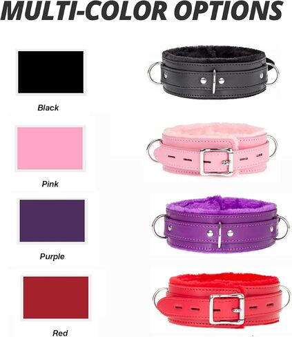 Gothic Leather Collar, PU Leather Fur Lined Collar Necklace, Pet Collar with Detachable Hand Leash Chain in Saudi Arabia
