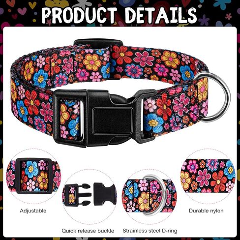 Talltalk Goat Collars with Bells Grazing, Copper Bell and Adjustable Nylon Collar Set Loud Bronze Bell for Summer Small Farm Animal Sheep Cow Sheep Dog Accessories(Retro Flower,Pink) in Kuwait