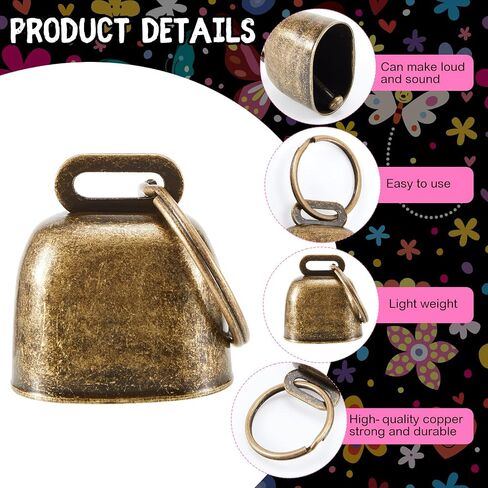 Talltalk Goat Collars with Bells Grazing, Copper Bell and Adjustable Nylon Collar Set Loud Bronze Bell for Summer Small Farm Animal Sheep Cow Sheep Dog Accessories(Retro Flower,Pink) in Kuwait